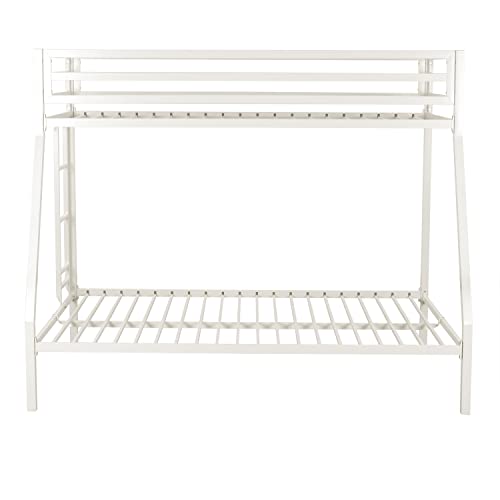 ikalido Metal Bunk Bed For Junior, Twin Over Full Size Beds With Sturdy Guard Rail & Removable Ladder, Space-Saving/Noise Free/Matte White - Image 9