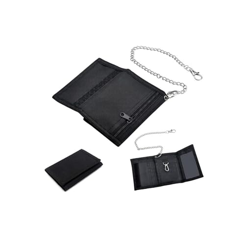 Weenwill Cartera con Cadena Negro para Hombre Juvenil - Pequeña Anti-Robo de Tres Capas Ultra Delgado