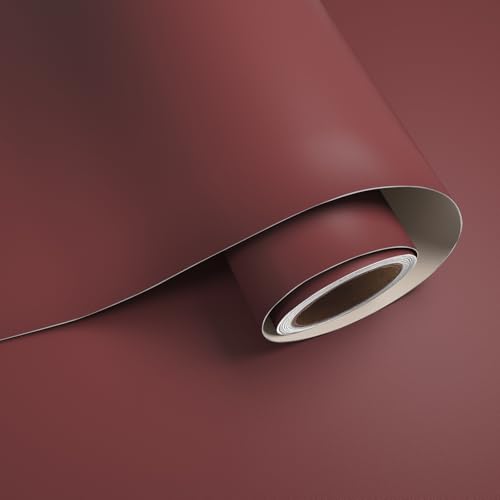 VaryPaper Papier Peint Rouge Bourgogne Moderne 40cmx200cm Film Adhesif pour Meuble Rouge Foncé Rouleau Adhesif Decoratif Papier Peint Salon Chambre Salle de...