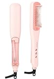 AraSyleon Pro Steam Hair Straightener | Straightening Brush Designed for Thick, Coarse Hair | 300-410℉ | Fast and Damage-Free | Dual Voltage | Pink