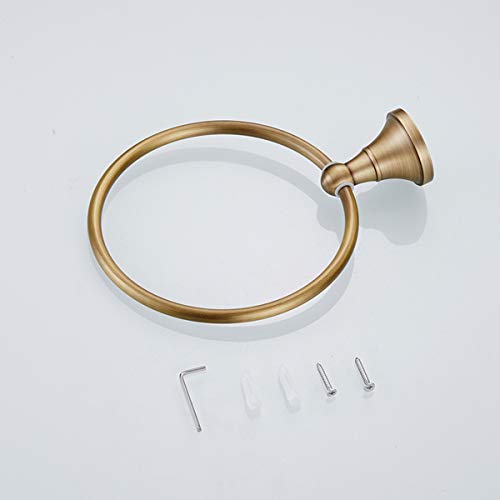 Flybath Round Towel Ring Antique Brass Hanger Hand Towel Holder For Bathroom Kitchen Accessories Wall Mounted, Brushed Bronze #TOP5