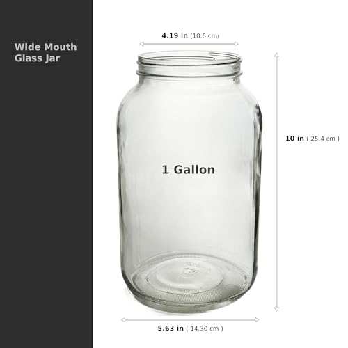 Image of North Mountain Supply 1 Gallon Glass Jar Wide Mouth with Black Plastic Lid - USDA, BPA-Free, Made in the USA - for Fermenting, Storing, Canning, and Much More!