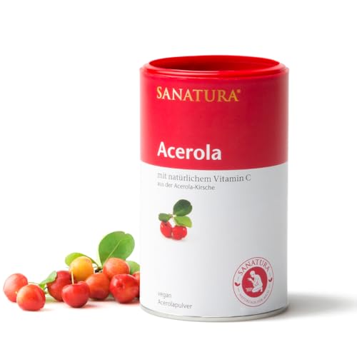 Preisvergleich Produktbild Sanatura Acerola 175 g Acerola Pulver natürliches Vitamin C hochdosiert aus der Acerolakirsche einfache Anwendung, sehr ergiebig, vegan