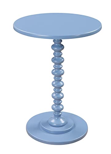 Convenience Concepts Palm Beach Spindle Table 17.75 -Traditional Solid Wood Round Side Accent Display Pedestal for Transitional Living Room Entryway Hallway or Bedroom Blue