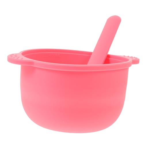 Beaupretty 1 Juego tazón de crema depilatoria squeegee toung scraper Kit de faciales cabello bol raspador de de bricolaje mezcla de gel de sílice rosa Reutilizable