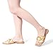 FITORY Women's Flat Sandals Fashion Square Open Toe Slides With Metal Chain Slippers for Summer Size 8
