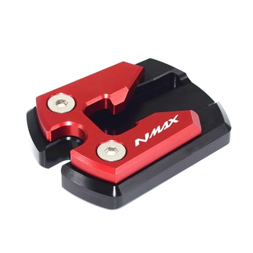 オートバイスタンドプレート NMAX155 2015-2022用 オートバイアクセサリー サイドスタンドフット キックスタンド延長 拡大プレートパッド(Red 2015-2019)
