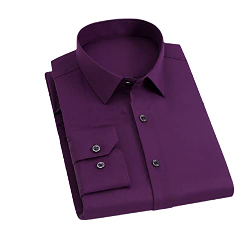 Chemise extensible entretien facile violette anti-plis Kiioouu taille L