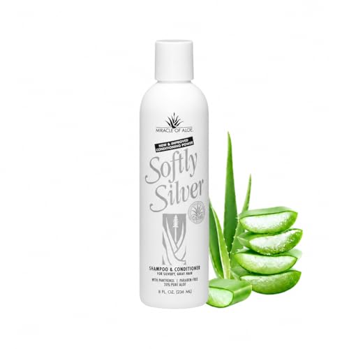 Softly Silver Shampoo Improved Conditioning formula for Gray Hair, 2 in 1 Purple Restorative Hair Wash for Mature Hair, Adds Luster, Bounce & Body, with Panthenol and 20% Pure UltraAloe