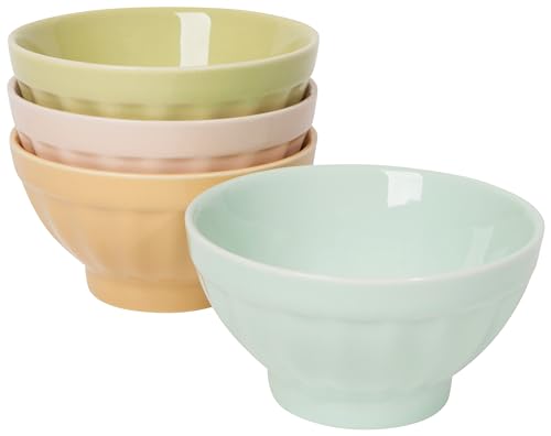 Now Designs Flora Stoneware Icecream Bowls, Set of 4, 8 oz