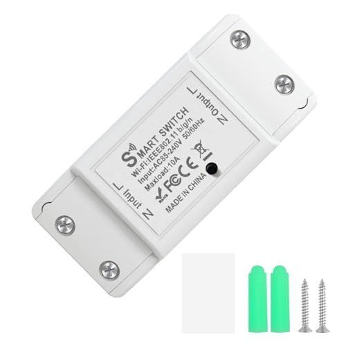 Smart WiFi Light Switch 10A 2200W, Smart Relay Switch Module for Home Automation, No Hub Required Universal DIY Module, Works with Alexa & Google Home, Compatible with eWelink IFTTT