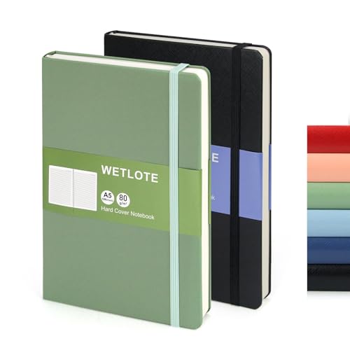 Carnet de notes ligné A5 lot de 2 cahiers couverture rigide en cuir de 208 pages pour bureau
