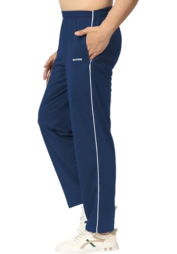 Image of Men's Track Pants with Side Zip Pockets - Regular Fit Sports Joggers for Gym, Running & Casual Wear - Mens Lower