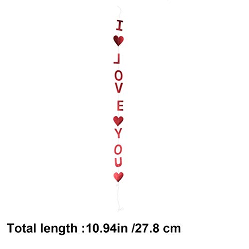 STOBOK 5 Peças de Decoração de Guirlanda Do Dia Dos Namorados Eu Te Amo Pendurado Banner Papel Glitt