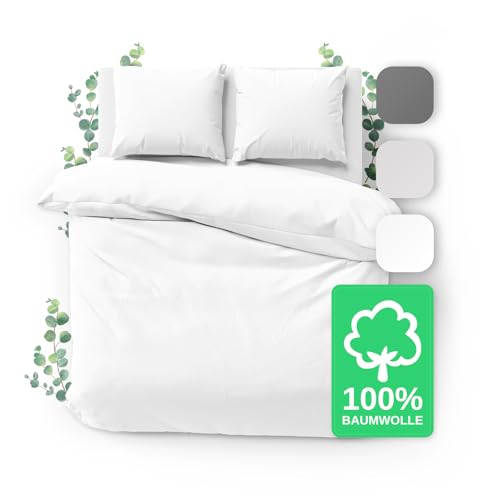 JACOBSON Bettwäsche 200x220 Set - 100% Baumwolle Bettbezug 200x220 cm + 2...