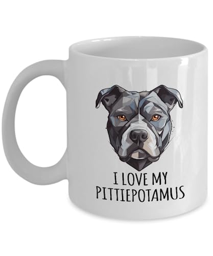 AMISK CREATIVES Funny Pitbull Lover Mug Pittie Mom Dad Pittiepotamus Mug Humor Gift Ideas Funny Humorous Coffee Cup Mug