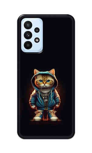 Image of PRINTFIDAA Printed Hard Back Cover Case for Samsung Galaxy A23 4G | A23 5G Back Cover (Hipster Cat) -112