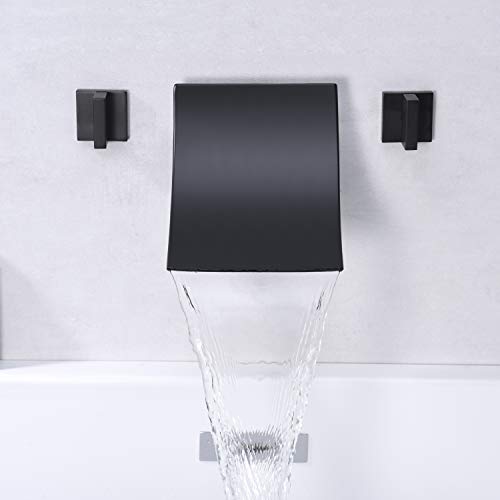 SUMERAIN Wall Mount Bathtub Faucet Waterfall Tub Filler Matte Black High Flow