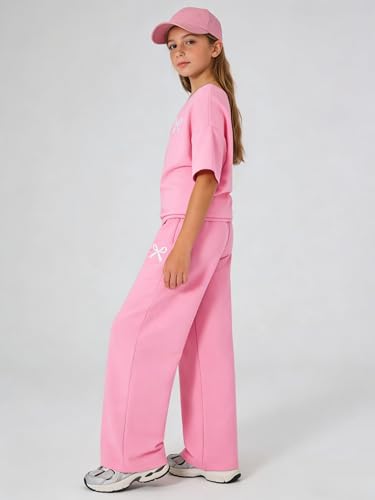 Image of Teen Girls Clothes Off the Shoulder Top and Wide Leg Pants Matching Outfit Set with Pockets Size 7-16