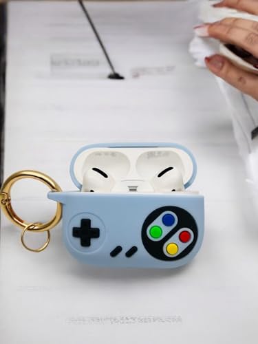 Image of SE HUB Airpods Pro 2 Case Cover Keychain for 2Nd Generation Design with Mag-Safe, Shock Proof 360-degree Protection Case Cover Soft Skin Silicone (Ring Carbaner and Hand Strap Included)- Blue