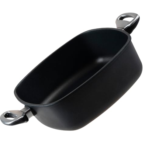 Harecker Viereckpfanne 28x28x10 cm Aluguss mit 2 Griffen | Antihaft ohne PFOA | für Induktion, Gas, Ceran & Elektro | backofenfest bis 240 °C | groß, robust & vielseitig | Made in Germany