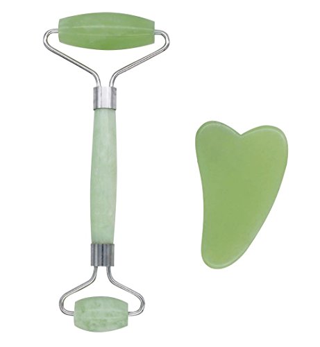 Jade Roller for face and Gua Sha Set by Harmonic Order |100% Natural Real Jade Luxury Beauty Kit | Anti-Aging Highest Quality Zen Massager for Youthful Healthy Skin