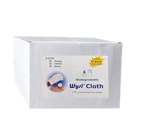 Image of Wysi Compressed Kitchen Bar Mop Towels - Just Add Water Reusable Commercial Cleaning Rags - Super Absorbent Restaurant Towels - Compact - Compostable 17x21, 120 Count (Case of 10 Dozen)
