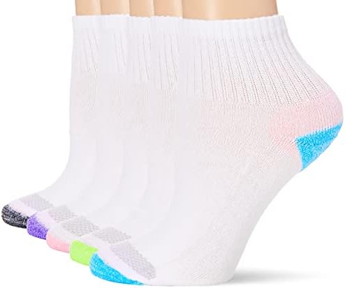 Hanes womens Cool Comfort Toe Support Ankle Socks, 6-pair Pack, Casual , White/Color Heel & Toe, 5 9 US