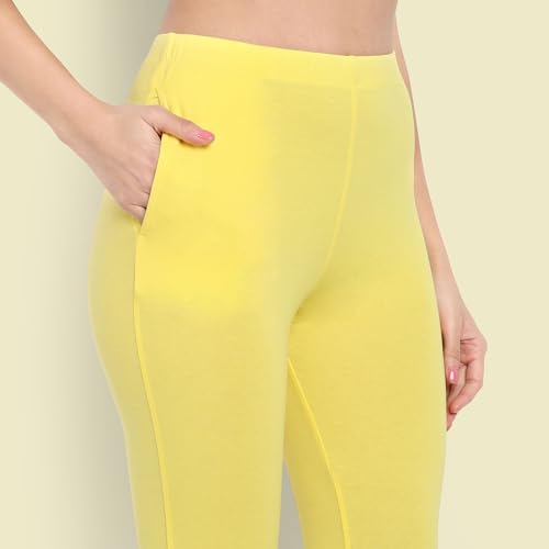 Image of ONE SKY Women Full Length Leggings | Cotton Modal Spandex Blend | High Waist Stretchable & Bio-Washed Fabric | Colour-Lock Technology | Comfortable Leggings for Women