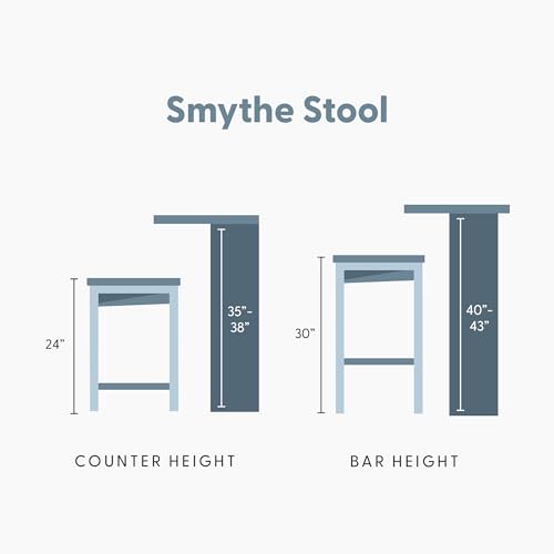 Plank+Beam Smythe Counter Stool, 24\", Set of 2, Sturdy Wood Modern Kitchen Counter Height Stool, Saddle Seat Backless Counter Chair, Metal Footrest, Pecan