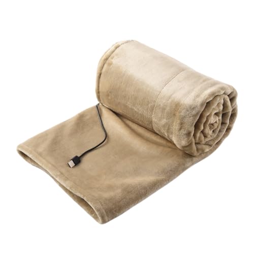 Battery Operated Heated Blanket Throw, Cozy Soft Flannel Electric Blanket, 3 Heating Levels, Fast Heating & Machine Washable(Yellow,63x32)