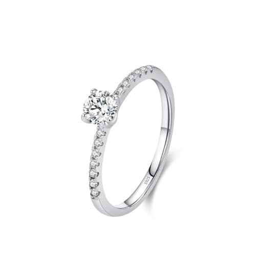 Alliance solitaire argent 925 femme avec pierre zircone cubique ronde