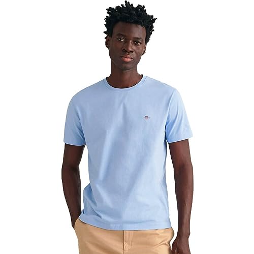 GANT Camiseta Reg Shield SS para Hombre, Capri Blue, M