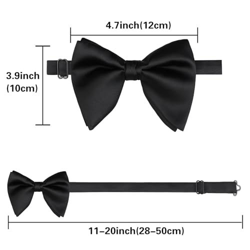 Image of Alizeal Velvet Pre-tied Adjustable Bow Tie for Men Oversize Formal Solid Tuxedo Bowtie
