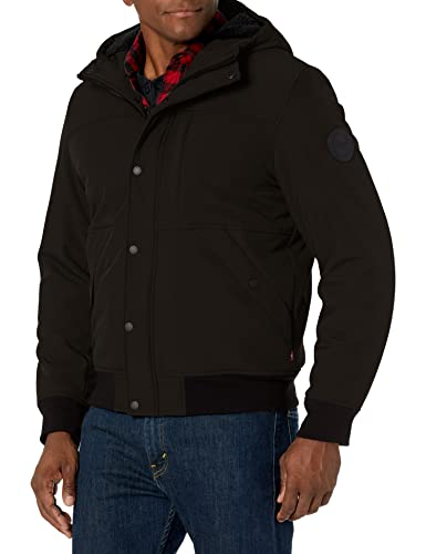 Levi's Men's Mixed Media Hoodie Bomber, Black, Lg #TOP18