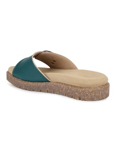 Image of Inc.5 Womens Green Casual Solid Round Toe Flatform Heel Sandals Heeled