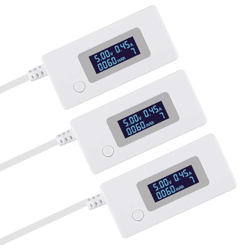 Image of 3pcs USB Voltage /Amps Power Meter Tester Multimeter with LCD Display, Test Speed of Chargers, Cables, Capacity of Power Banks