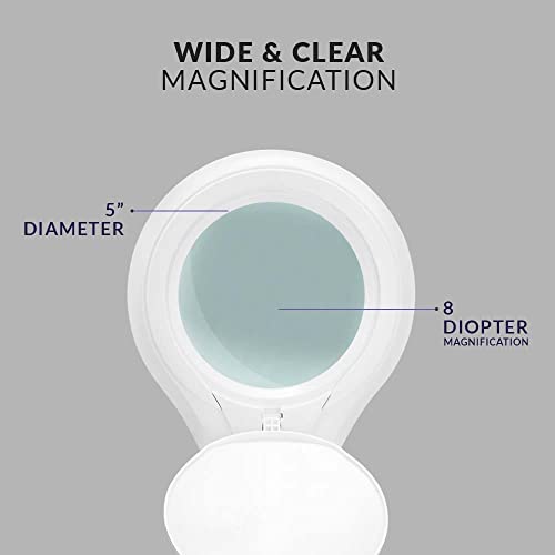 Neatfi 1,200 Lumens Super LED Magnifying Lamp with Clamp, 8X Desk Magnifier with Light, Dimmable, 13CM Diameter Lens Magnifier for Crafts Work, Reading & Hobby Lamp (White, 8 Diopter) - Cosy Home Interiors Neatfi 1,200 Lumens Super LED Magnifying Lamp with Clamp, 8X Desk Magnifier with Light, Dimmable, 13CM Diameter Lens Magnifier for Crafts Work, Reading & Hobby Lamp (White, 8 Diopter) - Image 2