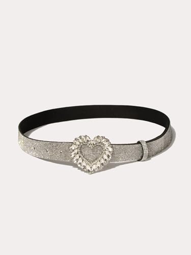 Women's fashion waistband pin buckle full diamond heart waistband with dress4