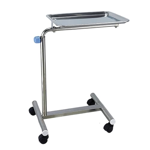 Yqyc Carro de Bandeja Móvil de Acero Inoxidable con Ruedas y Altura Ajustable para Equipos Médicos, de Tatuaje, SPA y Salón(45x35x(67-112) cm)
