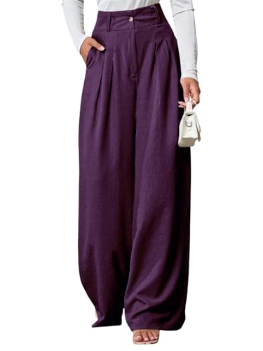 Image of KOTTY Women's Solid|Button|Wide Leg Style|High Rise|Office wear Pant