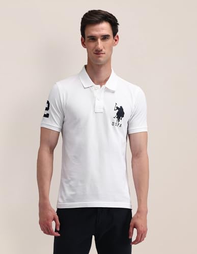 Image of U.S. POLO ASSN. Men's Printed Round Neck Half Sleeve Casual Cotton Regular 1665 T-Shirts (UDTSH2240)
