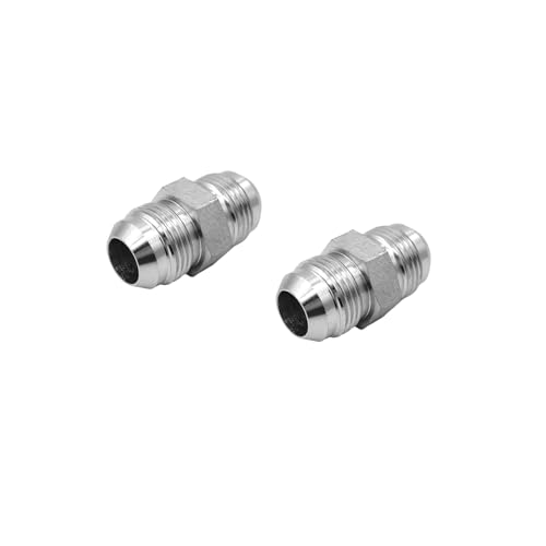 Image of (2-PACK) 2403-12-12 Hydraulic Hose Adapter Fitting 3 /4 inch Male JIC 37 Flare (1-1 /16 inch-12UNF) x 3 /4 inch Male JIC 37 Flare (1-1 /16 inch-12UNF) SAE Straight Pipe Joints Tube Connector Carbon Steel