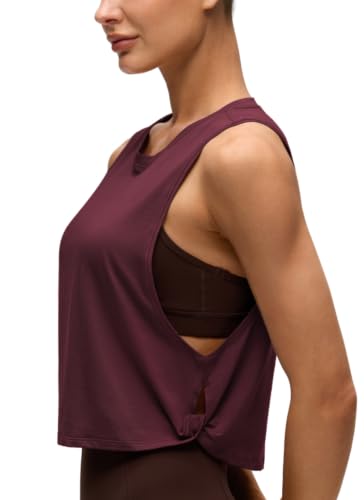 Image of CRZ YOGA Pima Cotton Dropped Armhole Tank | Workout, Naturally Soft, Loose Fit, Crop, Crewneck, Knotted Sides, Sleeveless Tops for Women