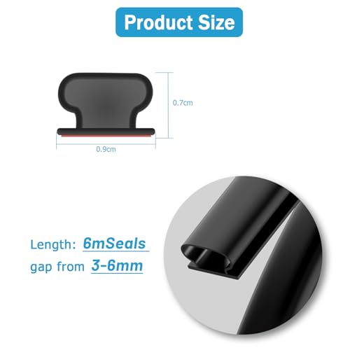 Hejo Rubber Door Seal Strip D-Shape, 6m Black Rubber Weather Stripping, Self-Adhesive Waterproof Draft Excluder Tape for Doors, Easy Cut to Size and Ideal to Seal Gap from 2.5mm to 6mm