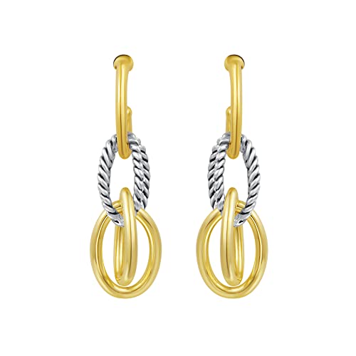 UNY Jewel Jewelry Make a Statement With Our Two Tone Double Links Twisted Cable Wire Earrings Featuring Detailing Perfect For Any Occasion
