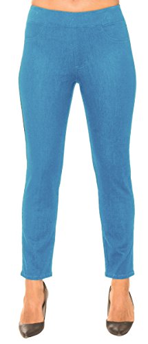 Lior paris Women’s SAGE Tapered Leg Pull on Pant with Enzyme Wash Vintage Blue Denim and Functional Back Pockets2