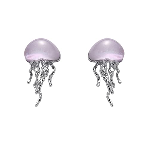 Fabmode Jellyfish Earrings Ocean Animals Studs Opal Ocean Jewelry Hawaiian Beach Themed Accessories Novelty Gifts For Women Girls Birthday Gifts (Purple Color) #TOP24