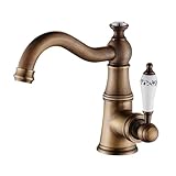 Le corps principal Mitigeur Lavabo Salle de Bain Retro est en laiton massif épaissi, qui est fort et durable et a une longue durée de vie. La surface est ancienne et brossée pour créer un style rétro et élégant.
