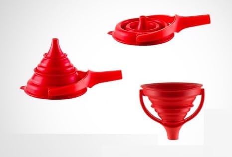 Silicone Collapsible Kitchen Funnel Flexible Food Grade Foldable Funnel for Transferring Liquids and Powders Heat Resistant Space Saving Kitchen Gadget for Water Bottles and Jars Red Silicone Collapsible Kitchen Funnel Flexible Food Grade Foldable Funnel for Transferring Liquids and Powders Heat Resistant Space Saving Kitchen Gadget for Water Bottles and Jars Red